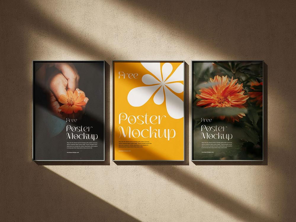 Free Thin Wall Poster Mockup PSD