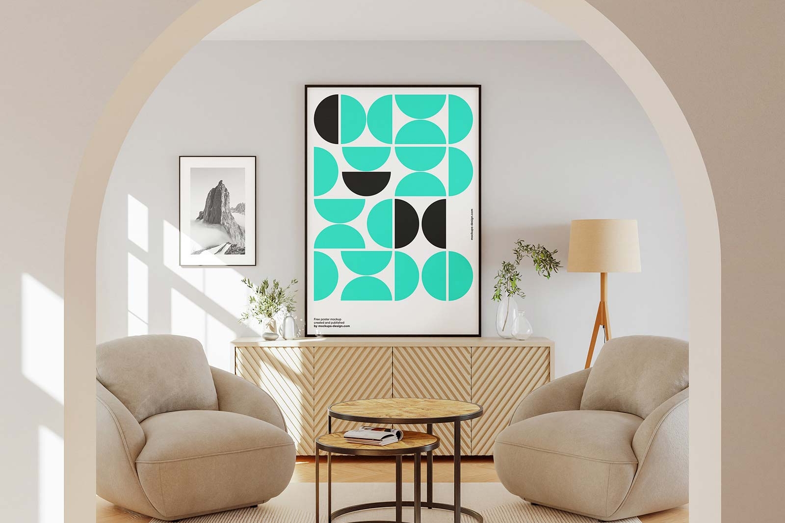 Free Sunny Room Poster Mockup PSD