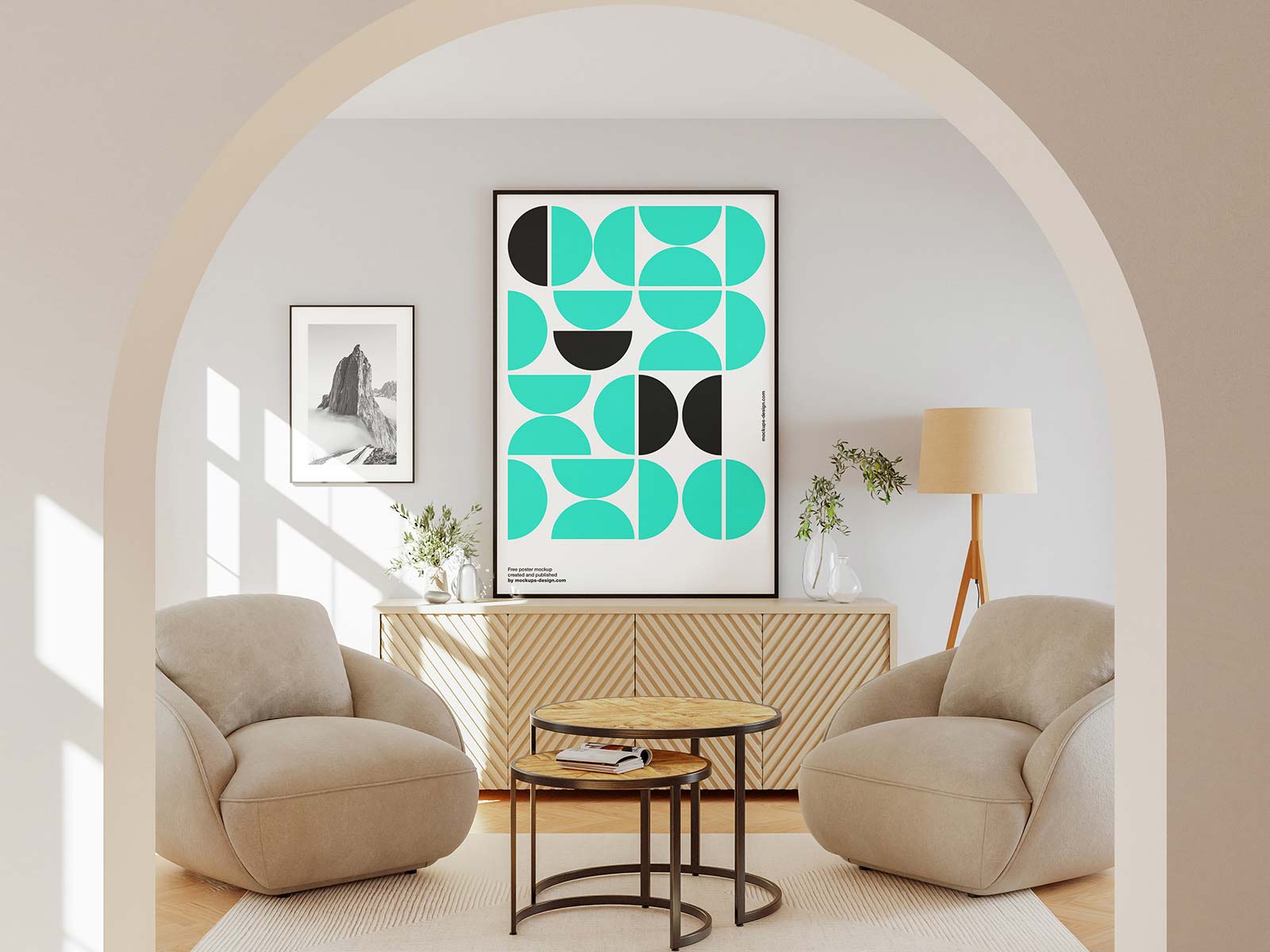 Free Sunny Room Poster Mockup PSD