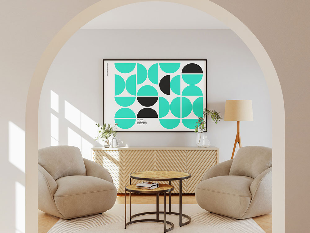 Free Sunny Room Poster Mockup PSD