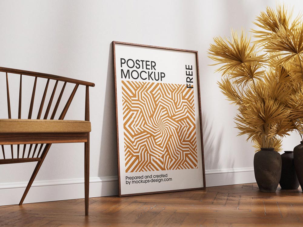 Free Floor Frame Poster Mockup PSD
