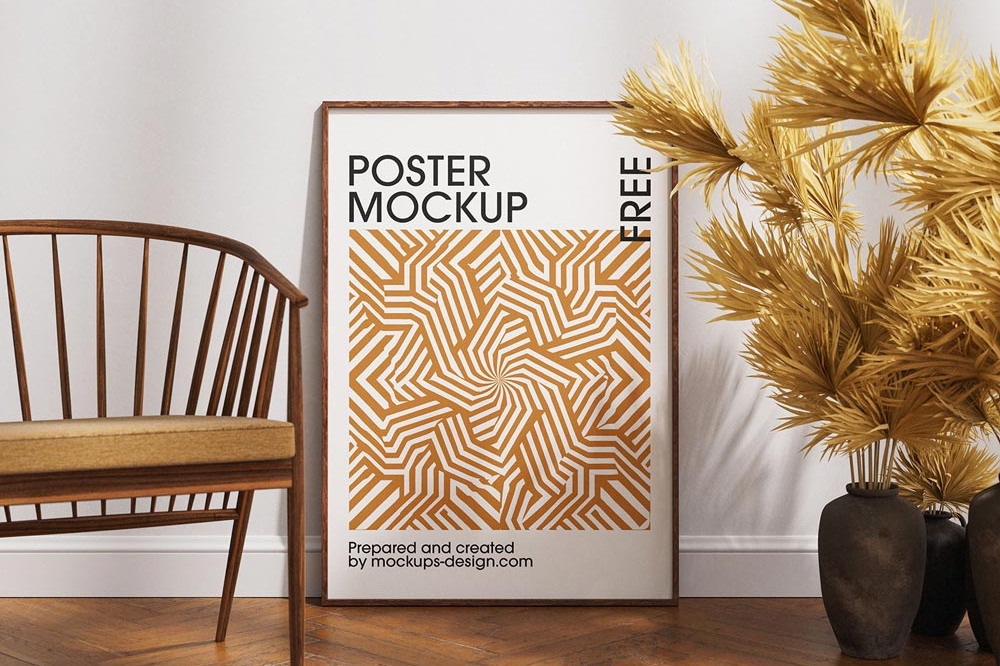 Free Floor Frame Poster Mockup PSD