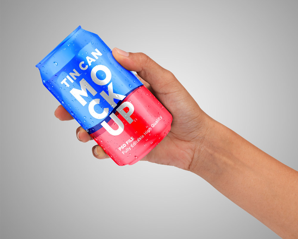 Free Soda Drink Tin Can Mockup PSD