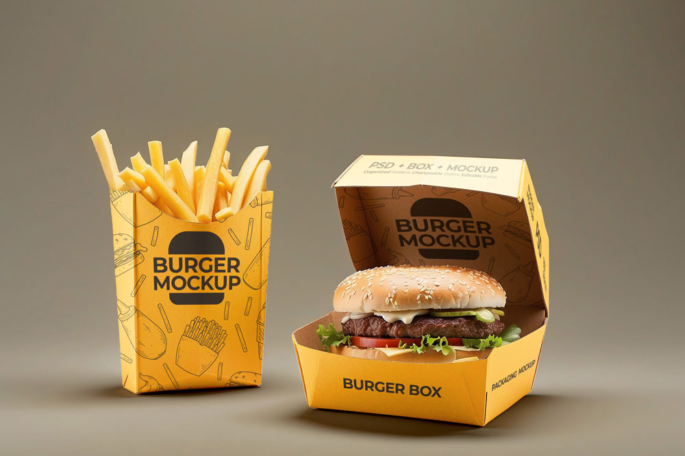 Free Hamburger Box Mockup PSD