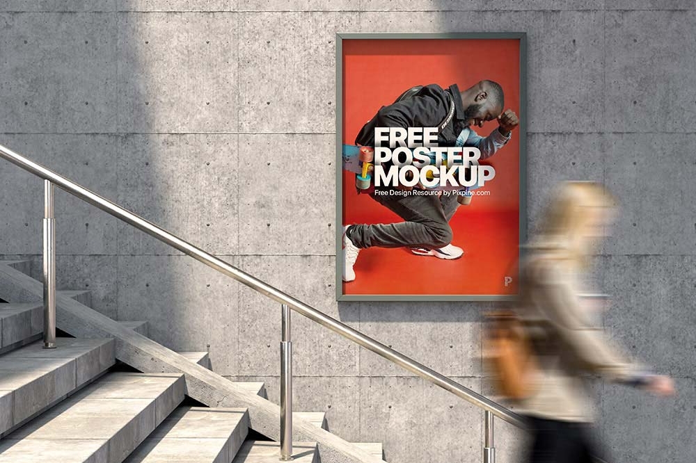 Free Urban Vertical Poster Mockup PSD