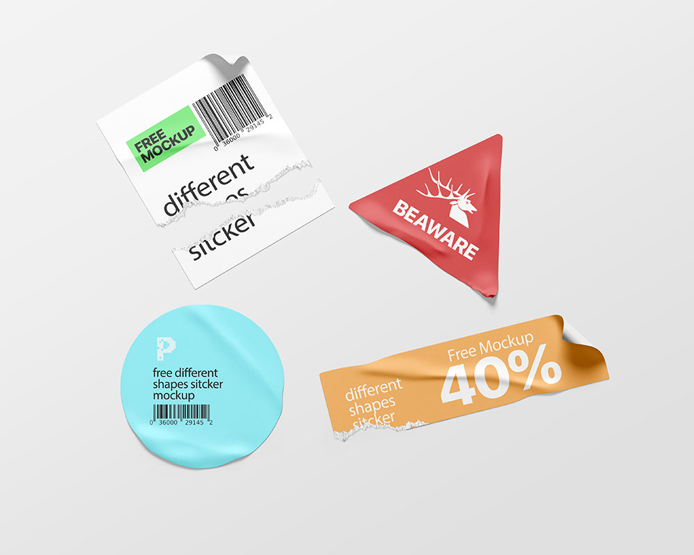 Free Shapes Sticker Mockup PSD