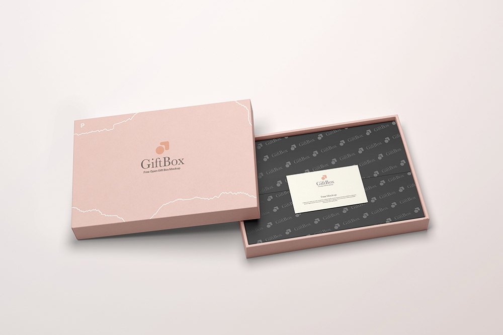 Free Open Gift Box Mockup PSD