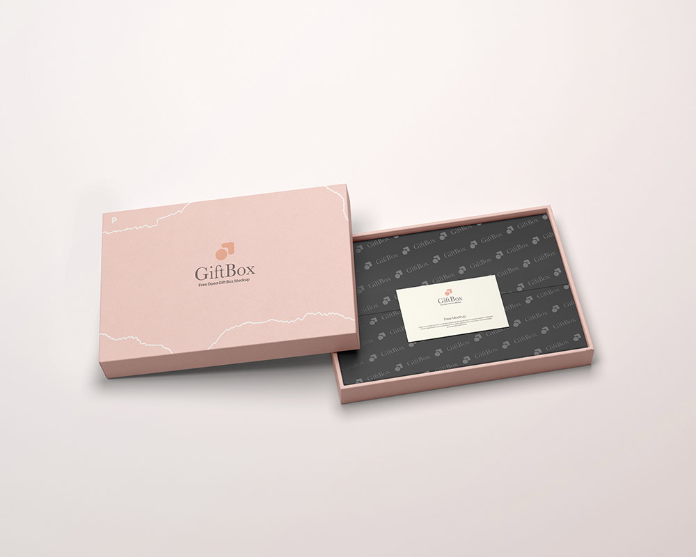 Free Open Gift Box Mockup PSD