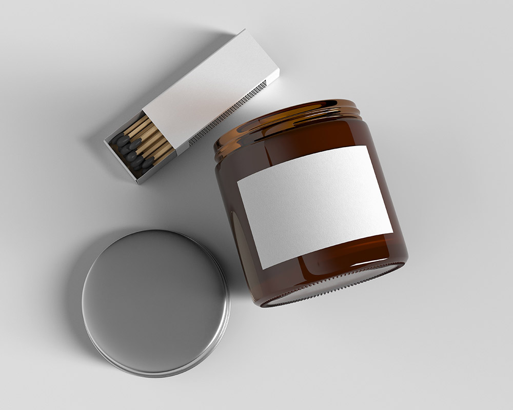 Free Scented Glass Jar Candle Mockup PSD