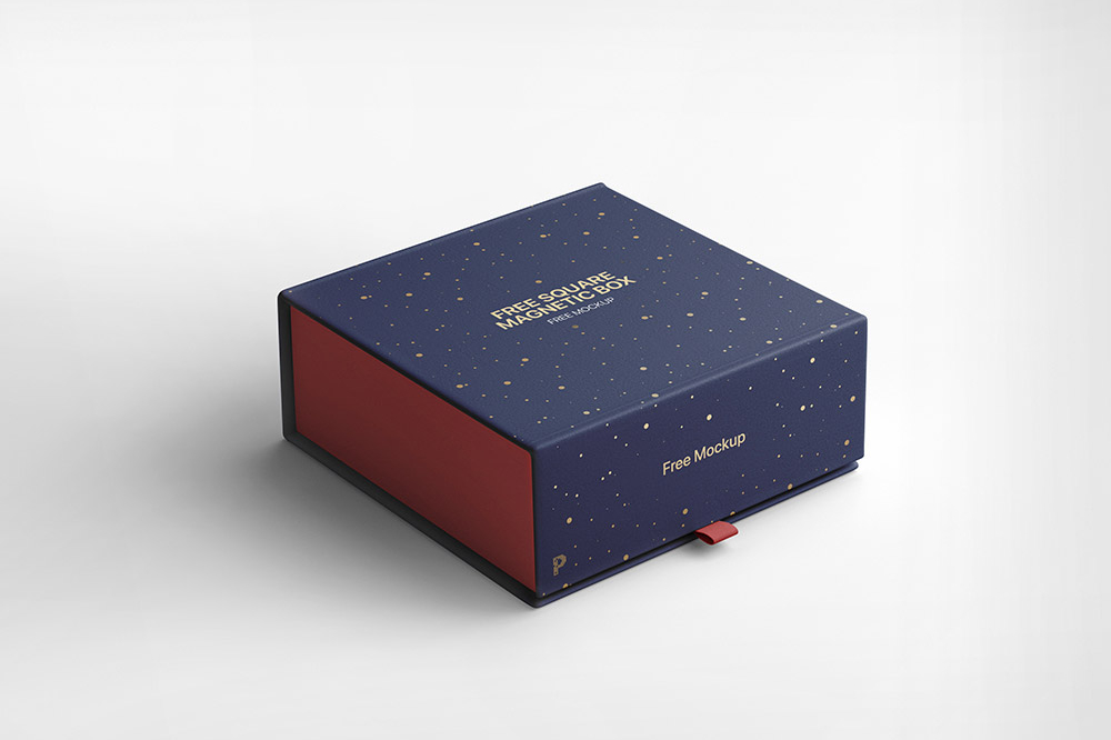 Free Square Magnetic Box Mockup PSD