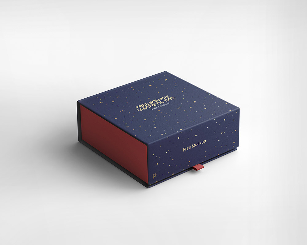 Free Square Magnetic Box Mockup PSD