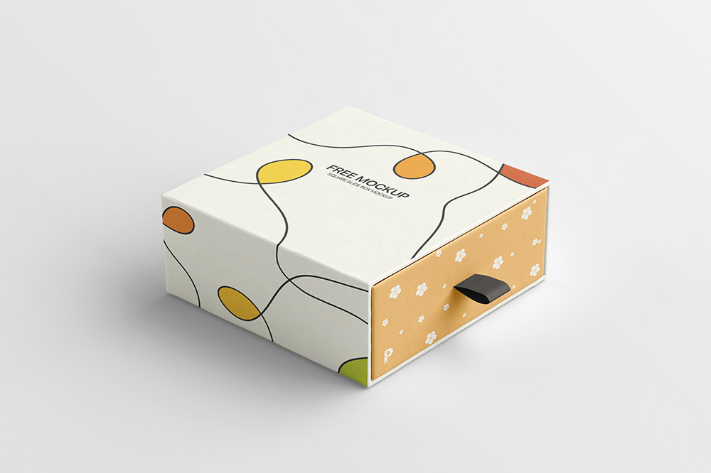 Free Square Slide Box Mockup PSD