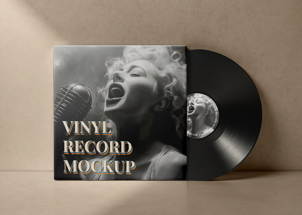 Free Vinyl Record Mockup PSD