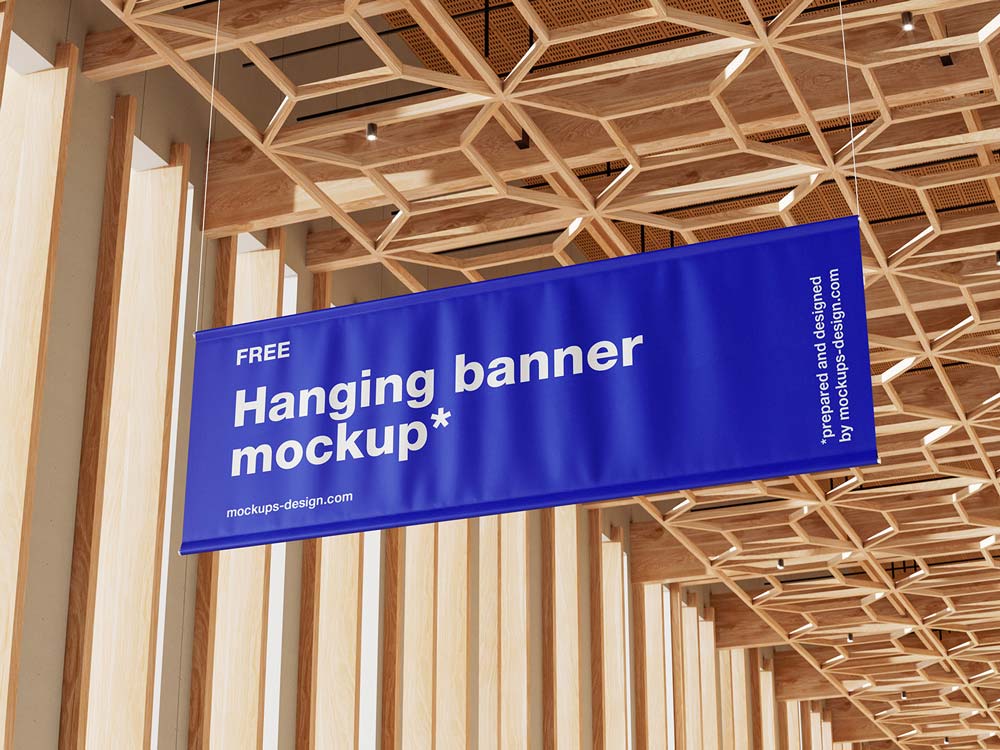 Free Hanging Banner Mockup PSD
