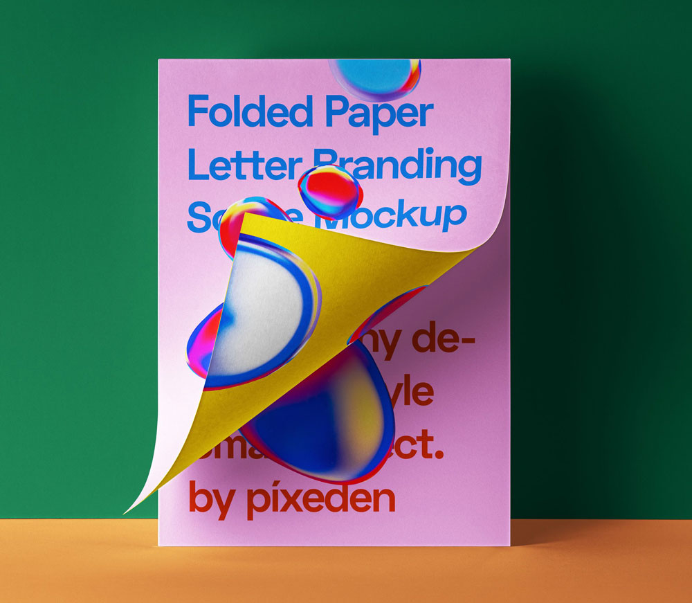 Free Folded Paper Mockup PSD