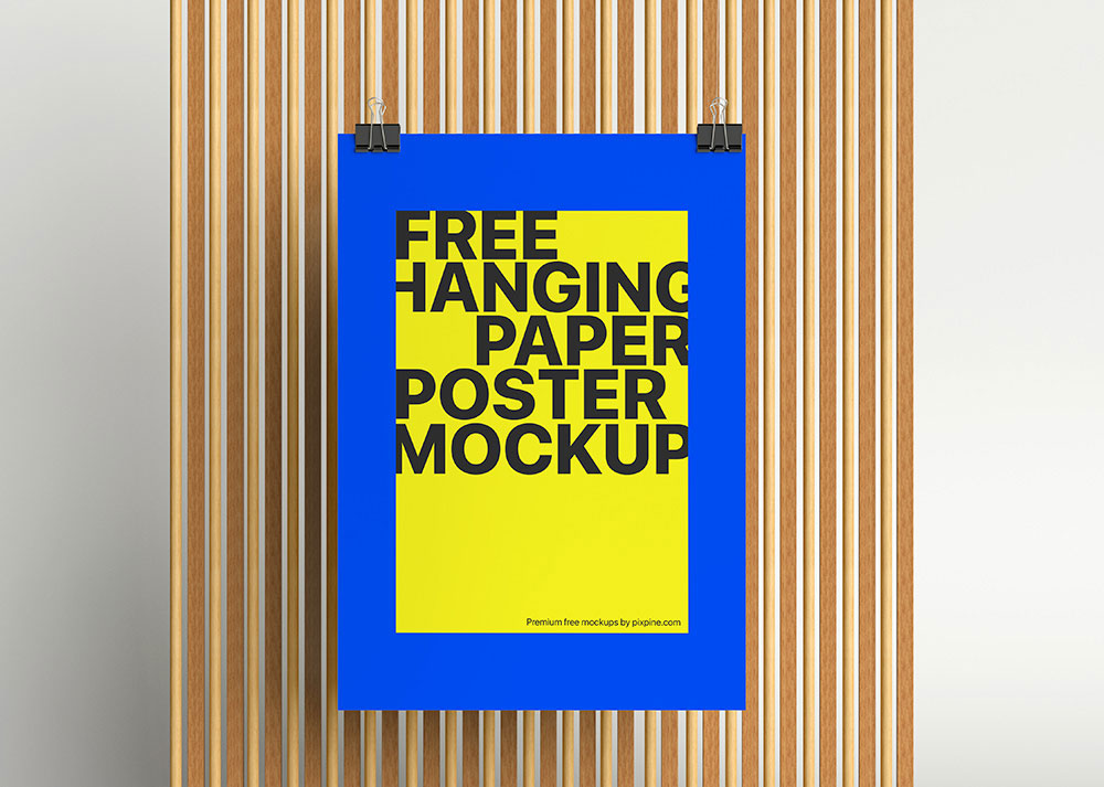 Free Hanging Paper Poster Mockup PSD