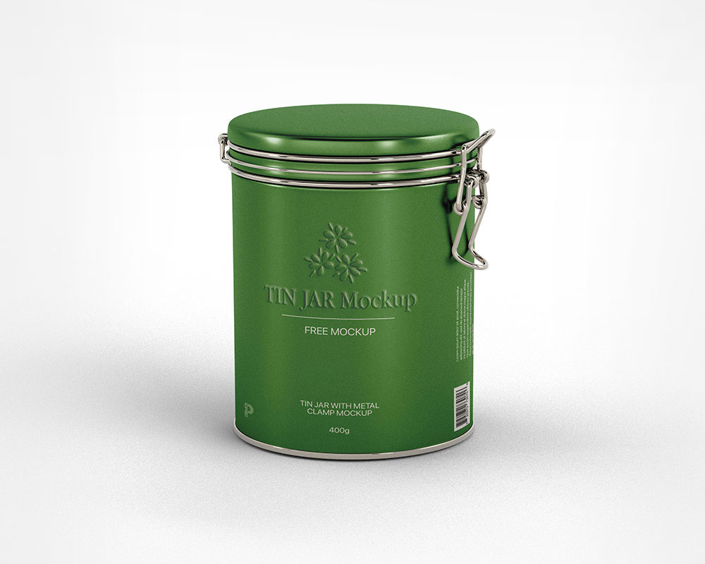Free Metal Clamp Tin Can Mockup PSD