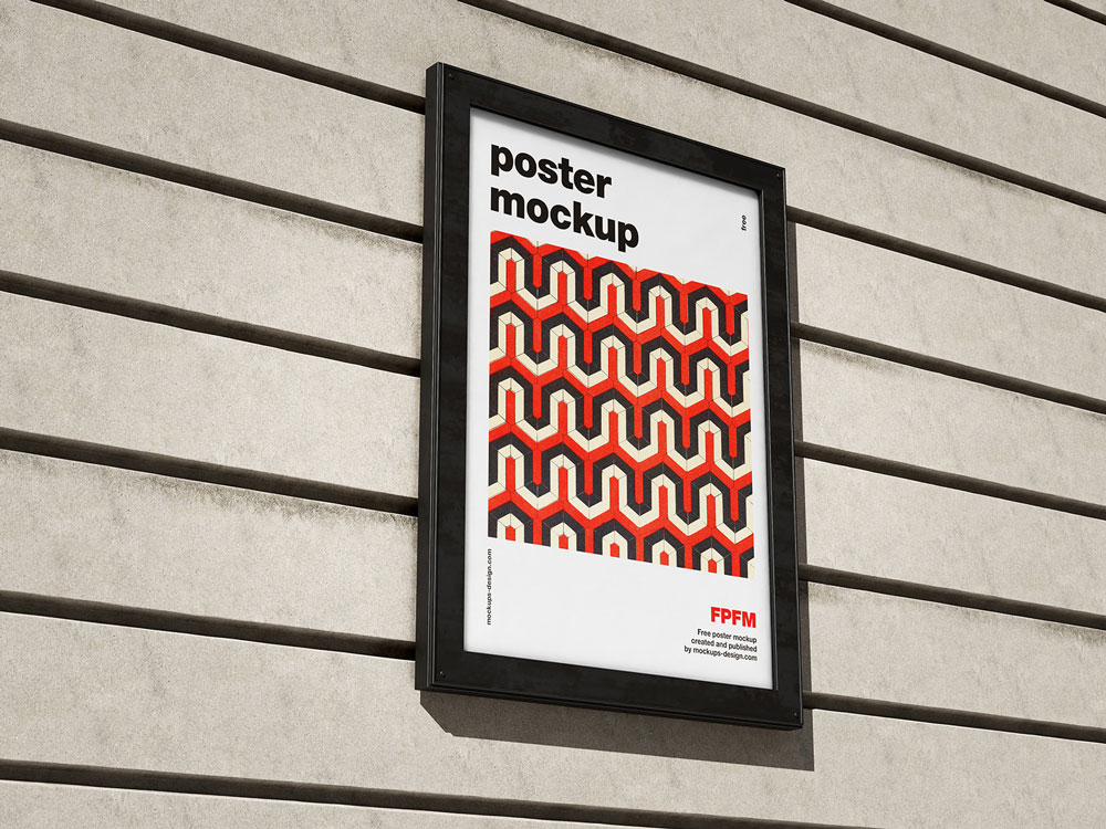 Free Metal Display Poster Mockup PSD