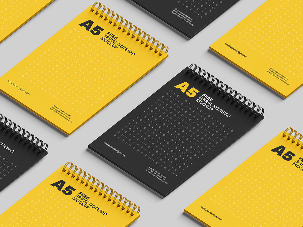 Free Spiral Notepad Mockup PSD