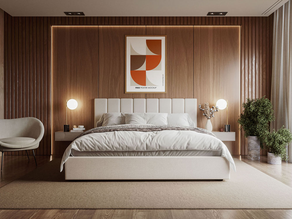 Free Bedroom Poster Mockup PSD