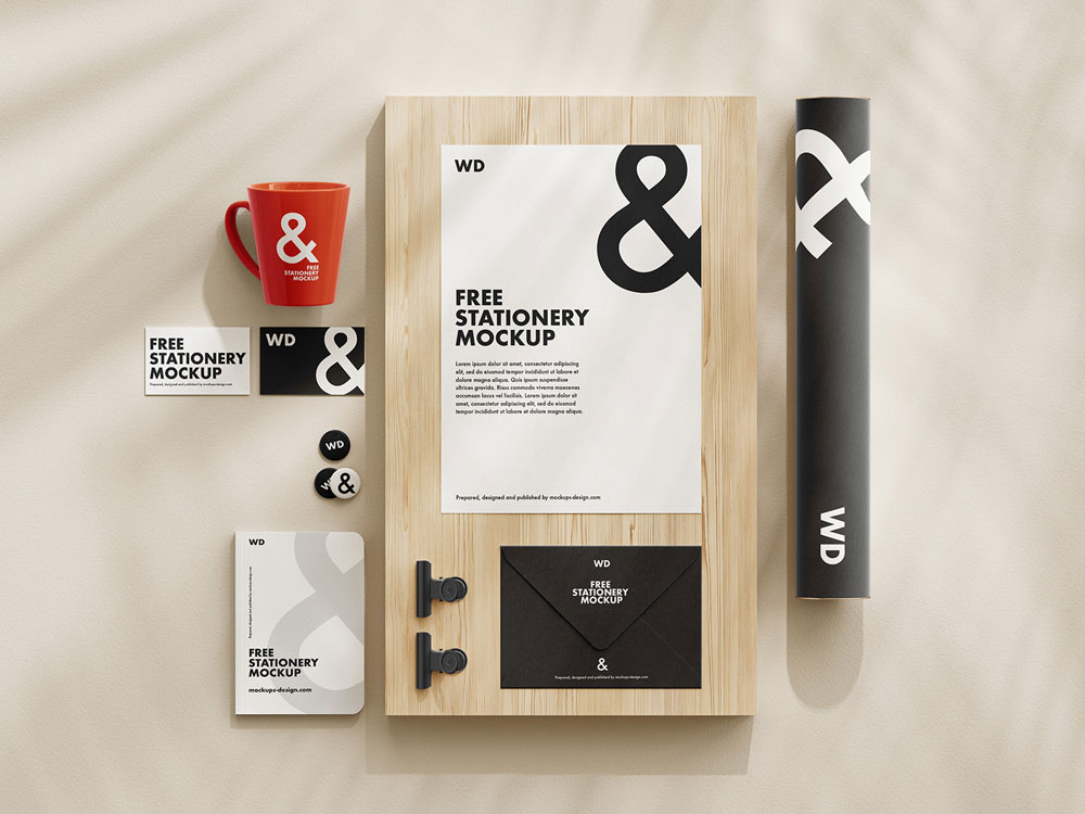 Free Warm Stationery Mockup PSD