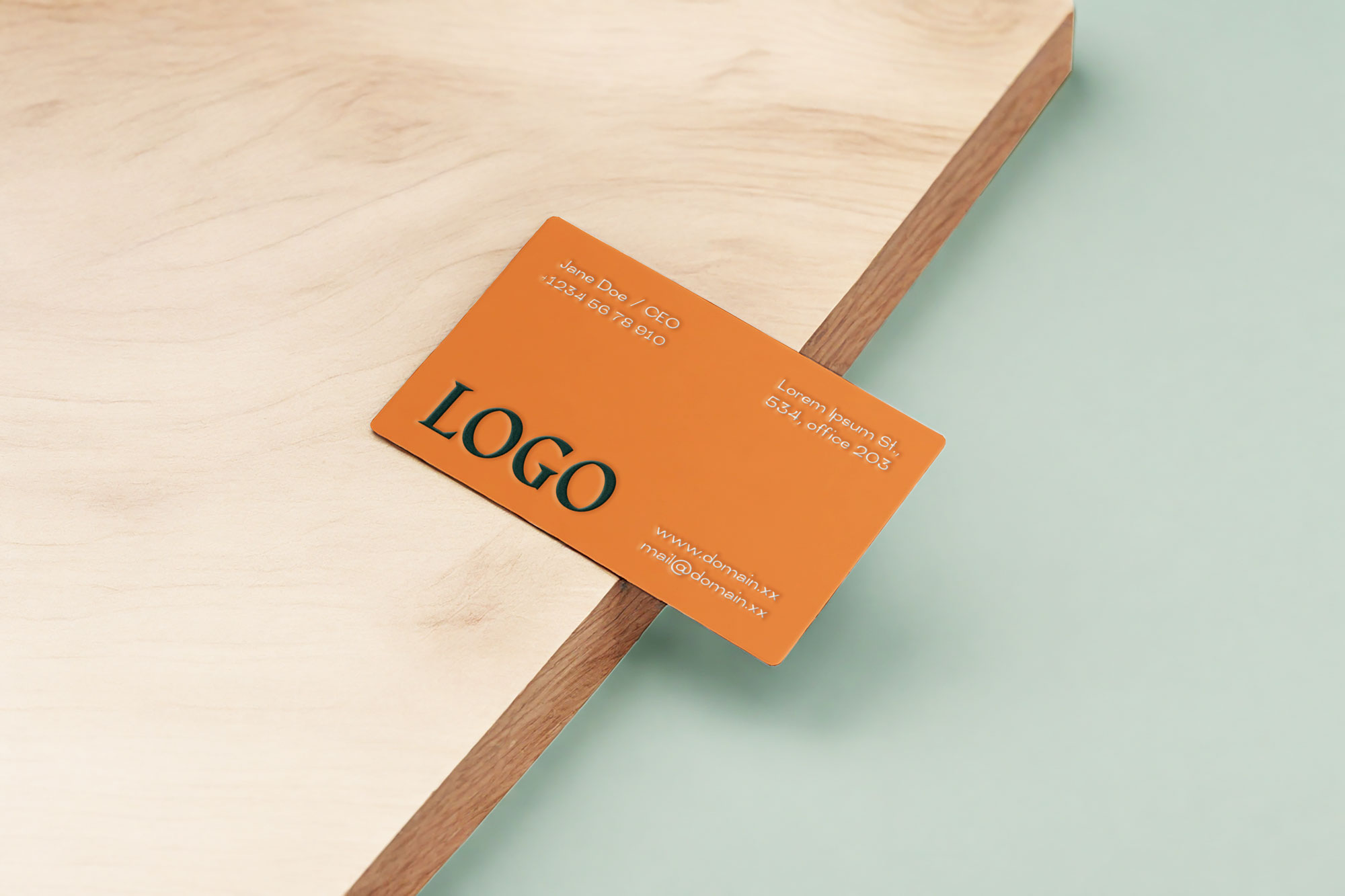 Free Wood Business Cards Mockup