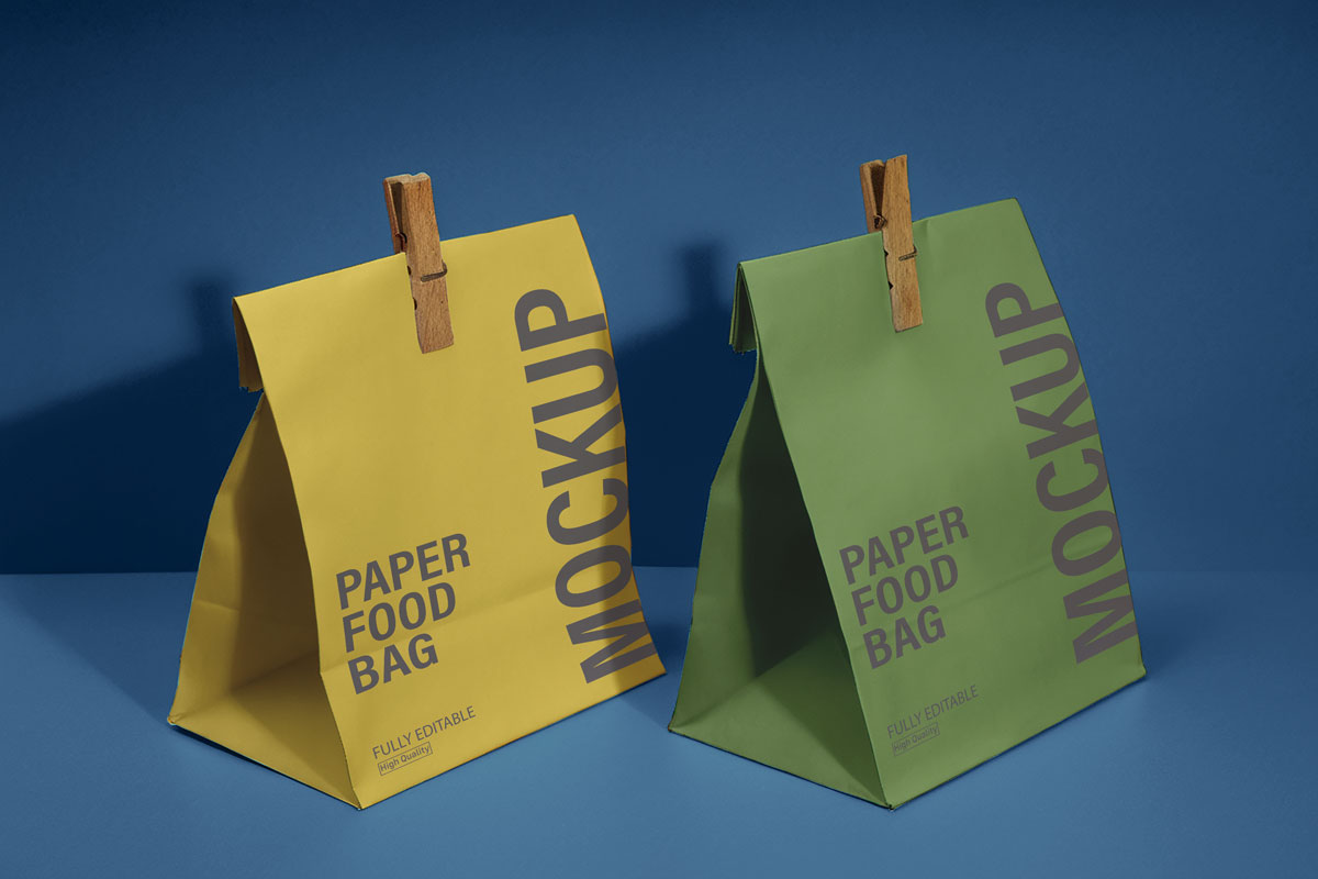Free Food Paper Bag Mockup