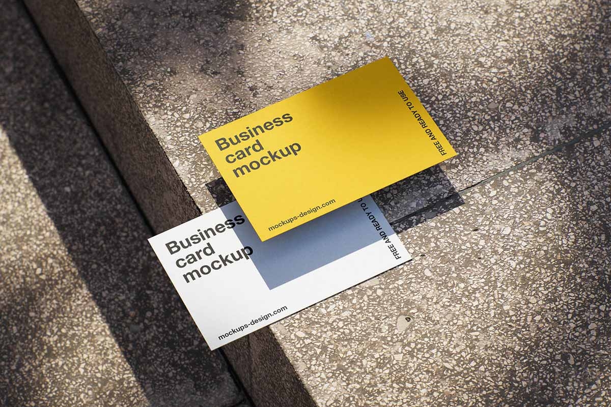 Free Terrazzo Business Card Mockup PSD