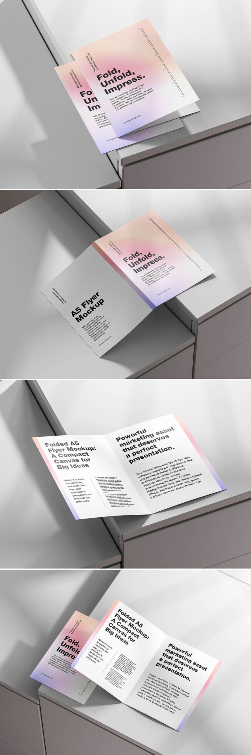 Free Folded A5 Flyer Mockup PSD