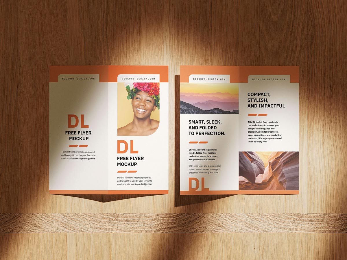 Free Folded DL Flyer Mockup PSD