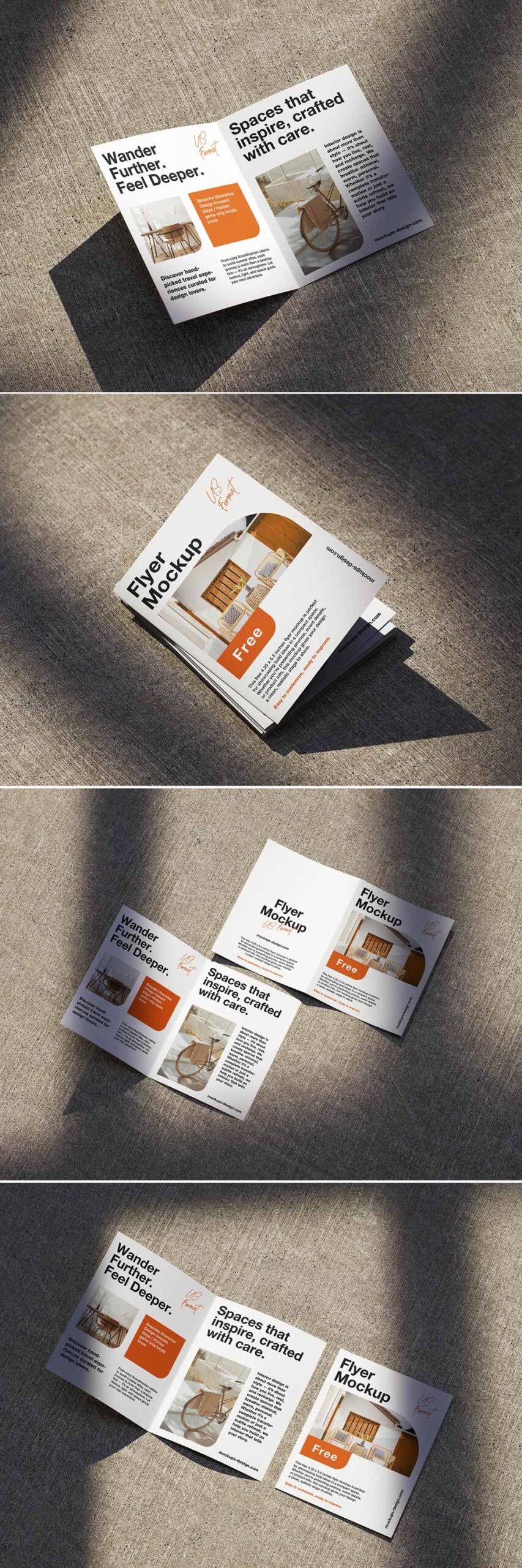 Free Folded Flyer Mockup PSD