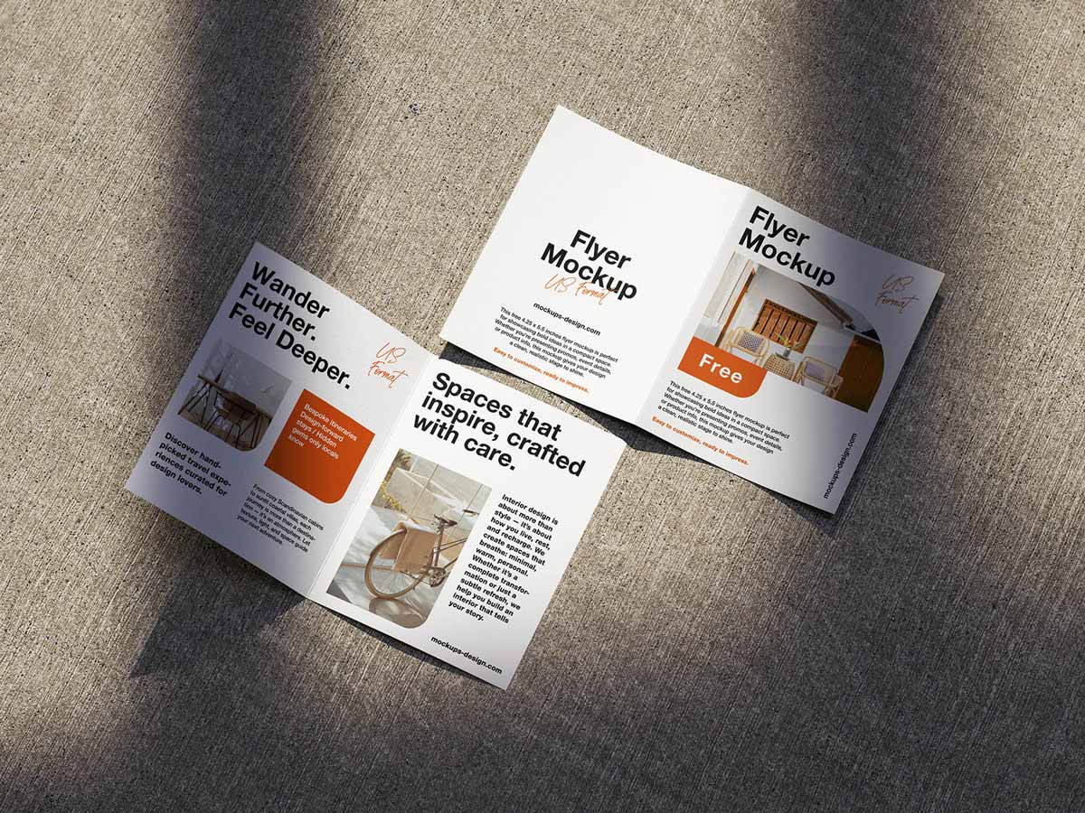 Free Folded Flyer Mockup PSD