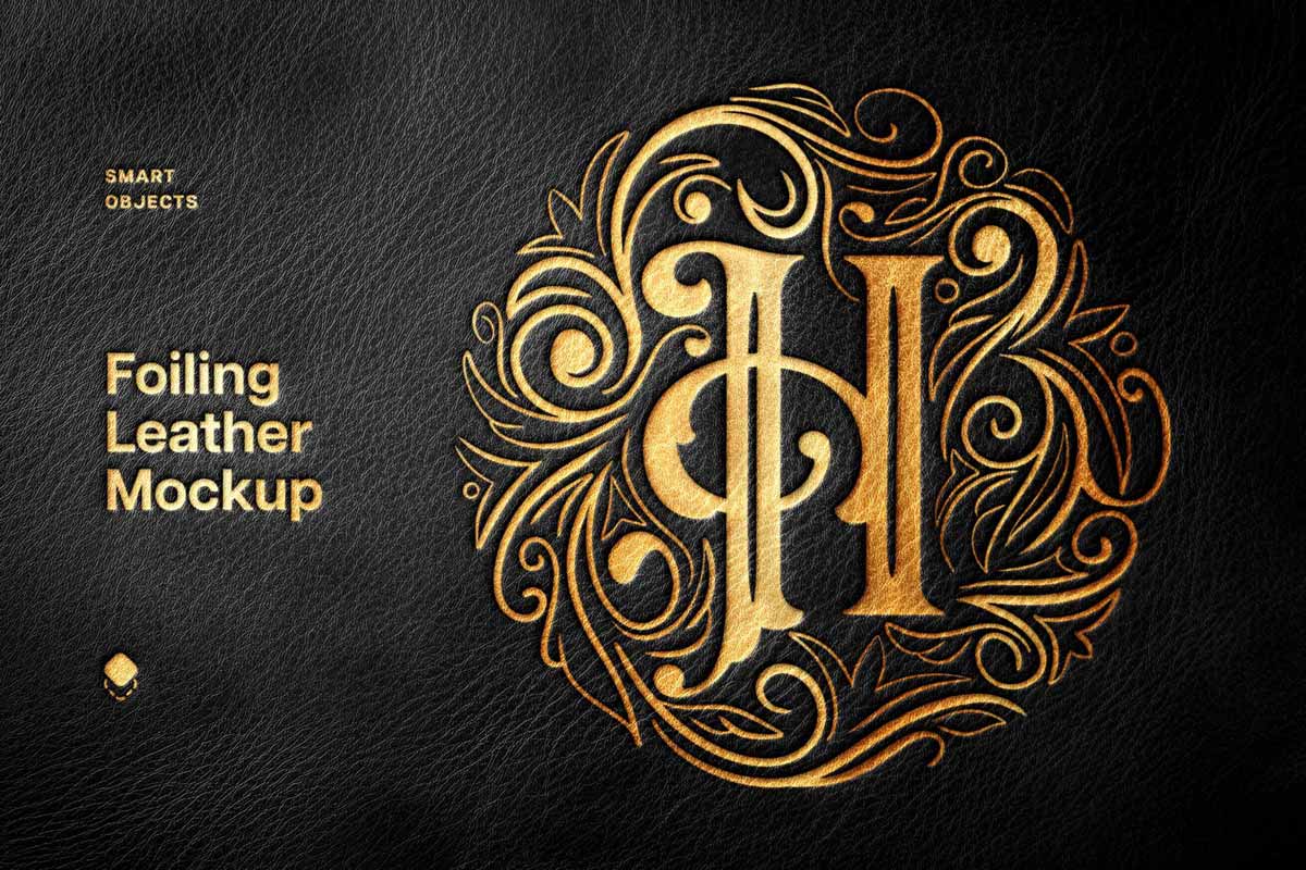 Free Leather Foiling Logo Mockup PSD
