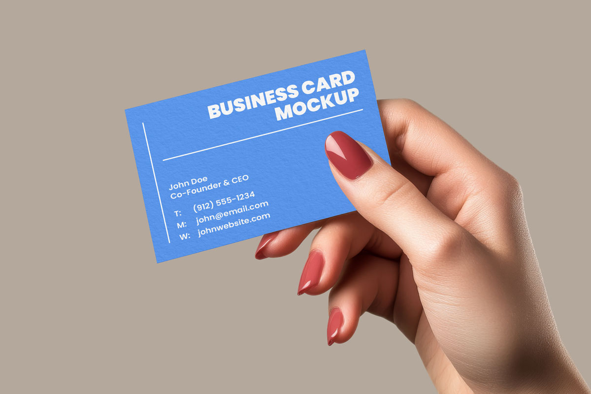 Free Holding Business Card Mockup
