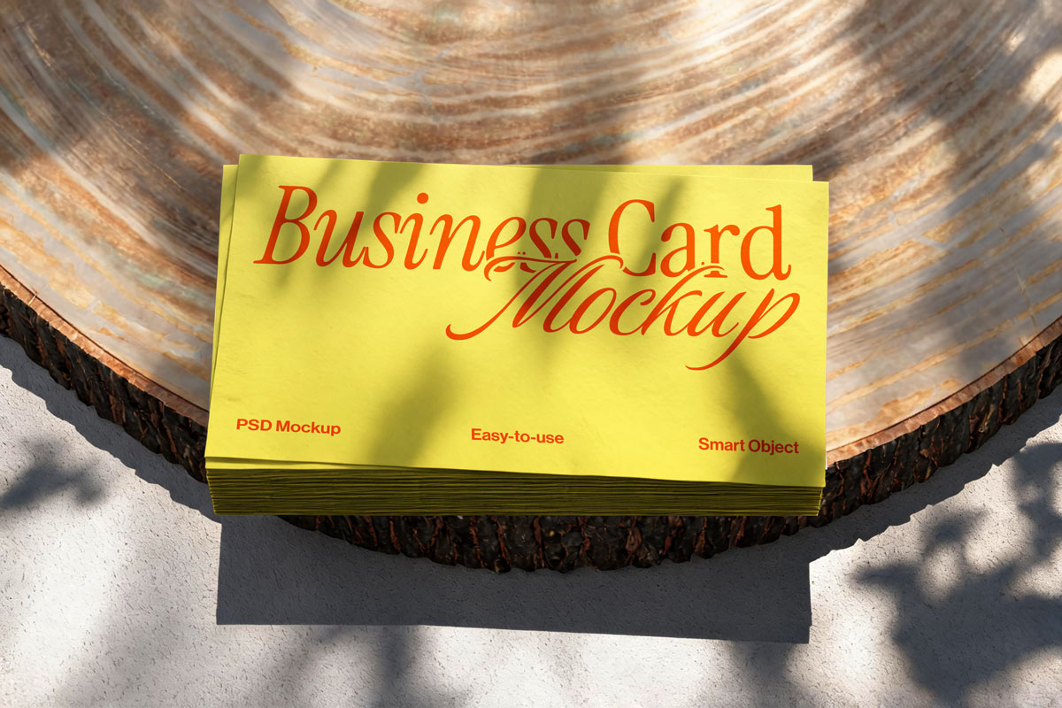 Free Wooden Plate Business Card Mockup