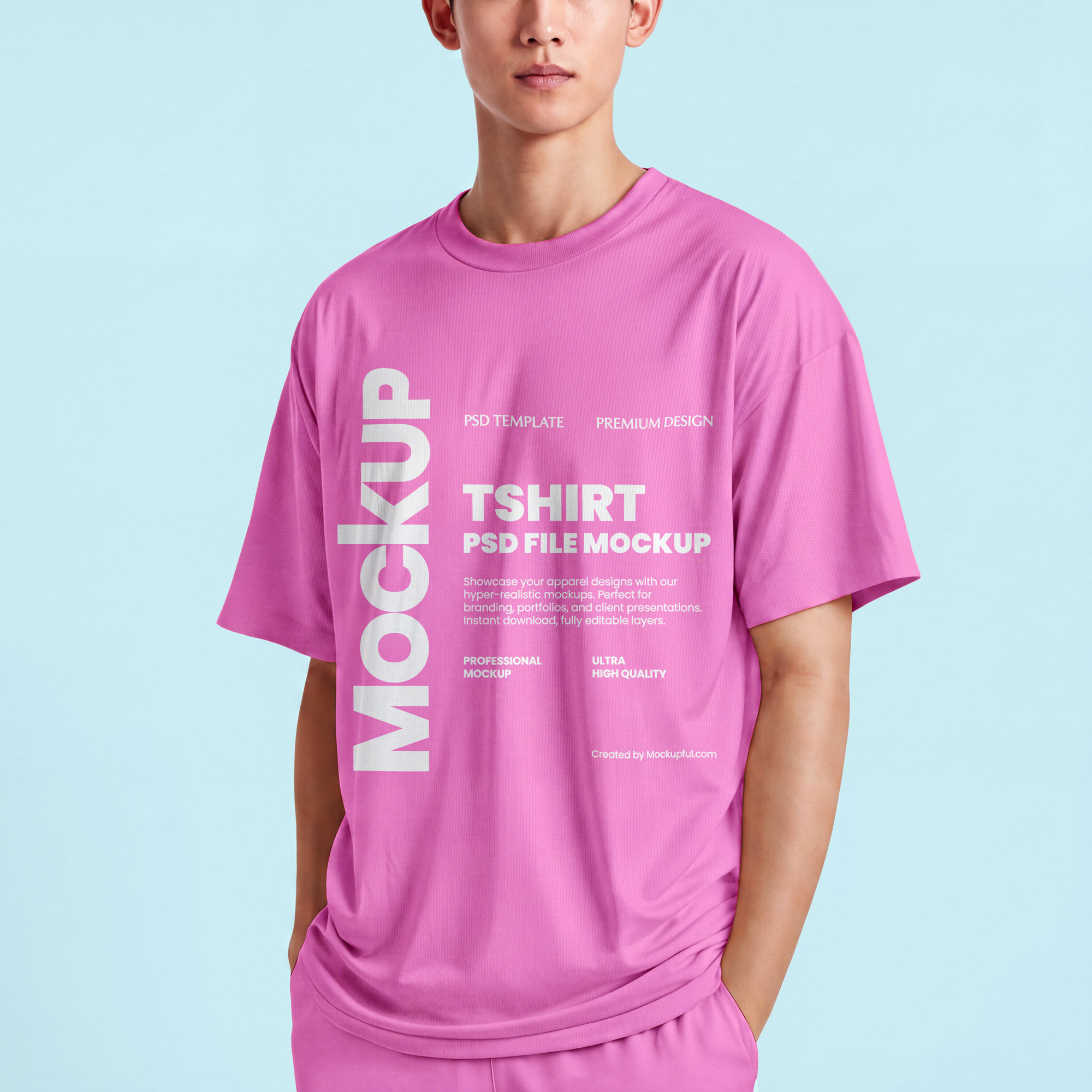 Free Man Wearing Oversize T-Shirt Mockup