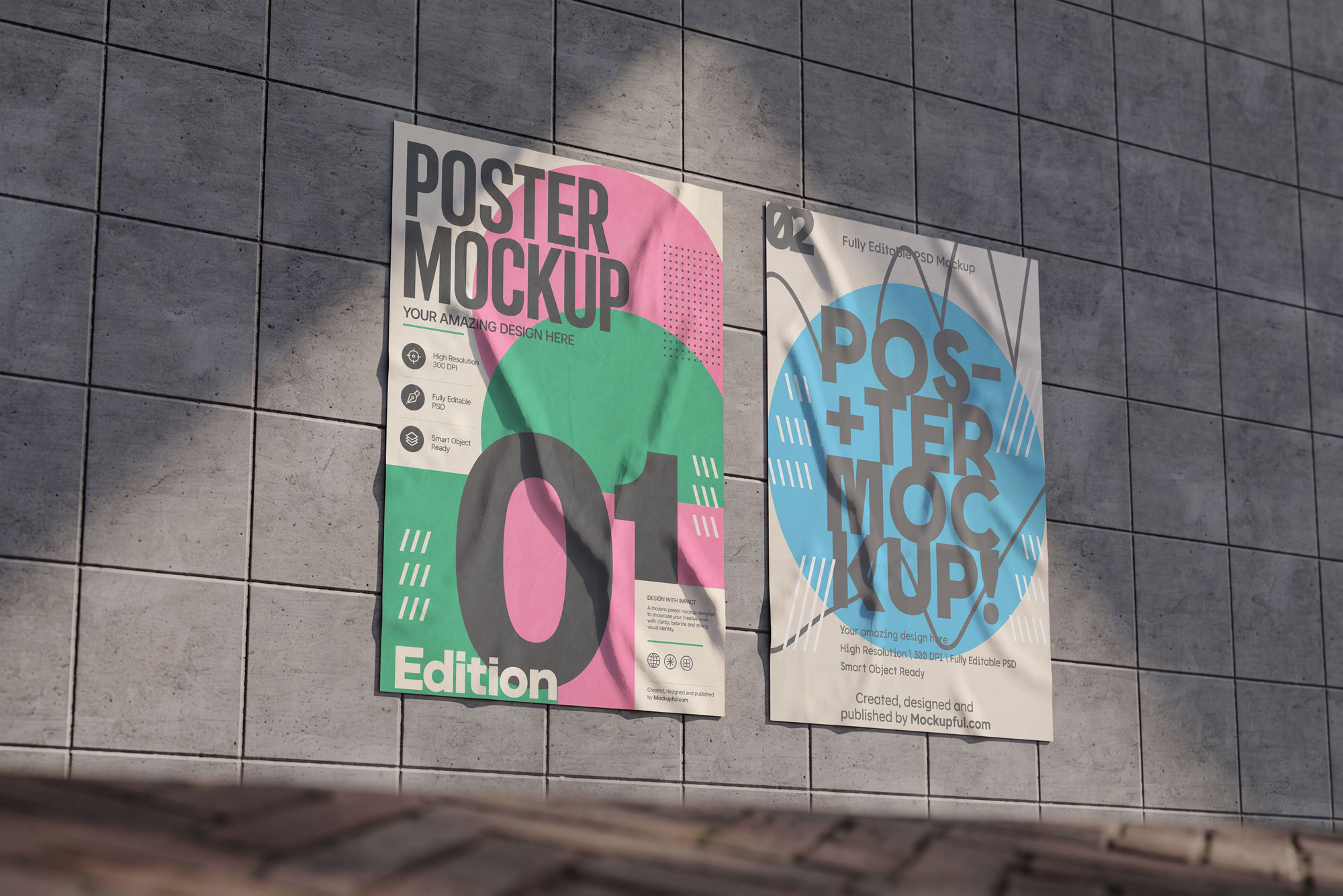 Free Poster on Concrete Wall Mockup