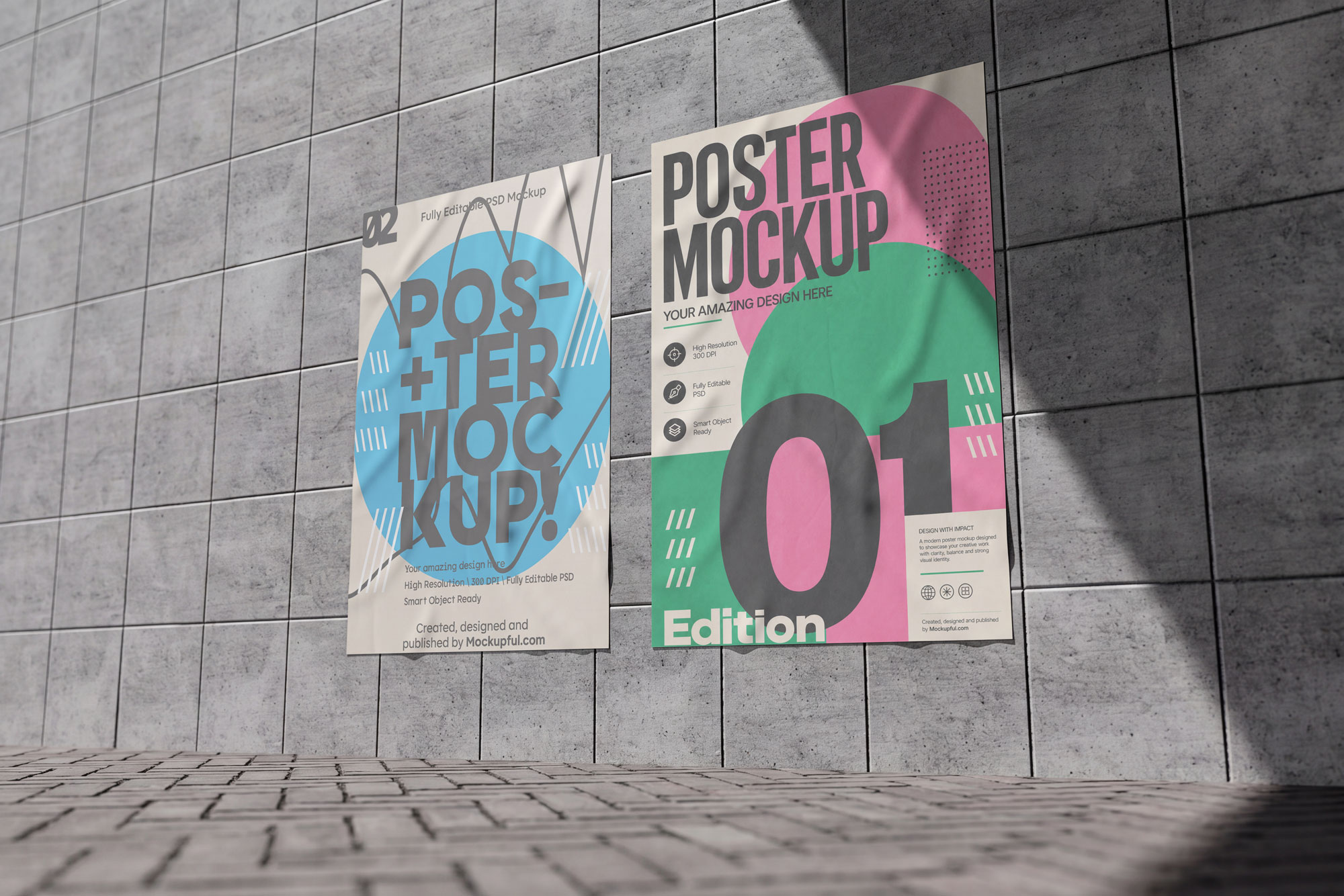 Free Poster on Concrete Wall Mockup