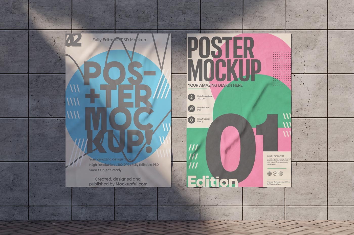Free Poster on Concrete Wall Mockup