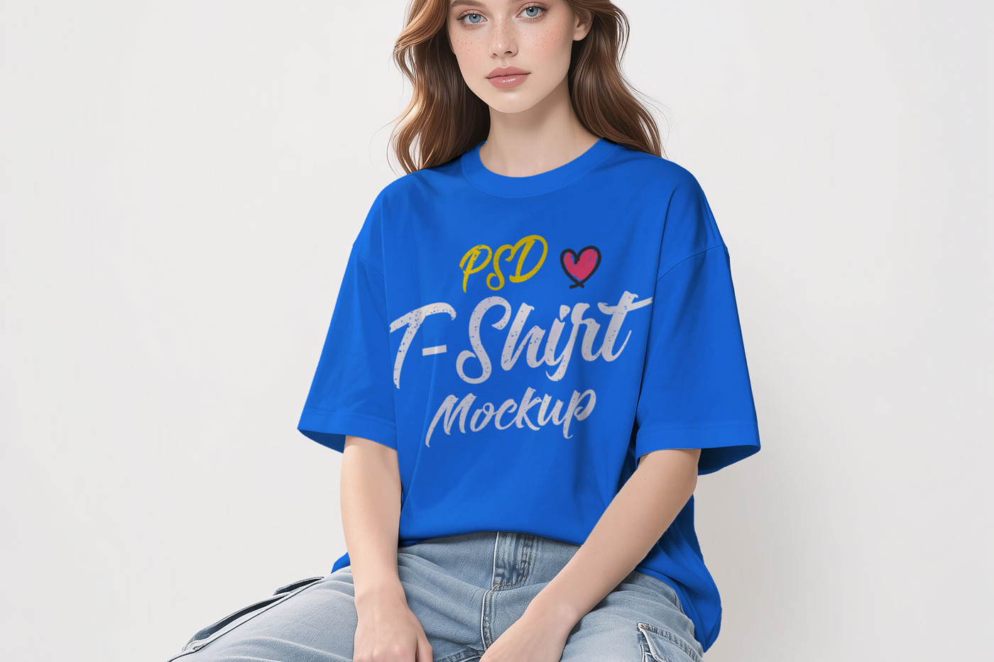 Free Oversized Crew Neck T-Shirt Mockup