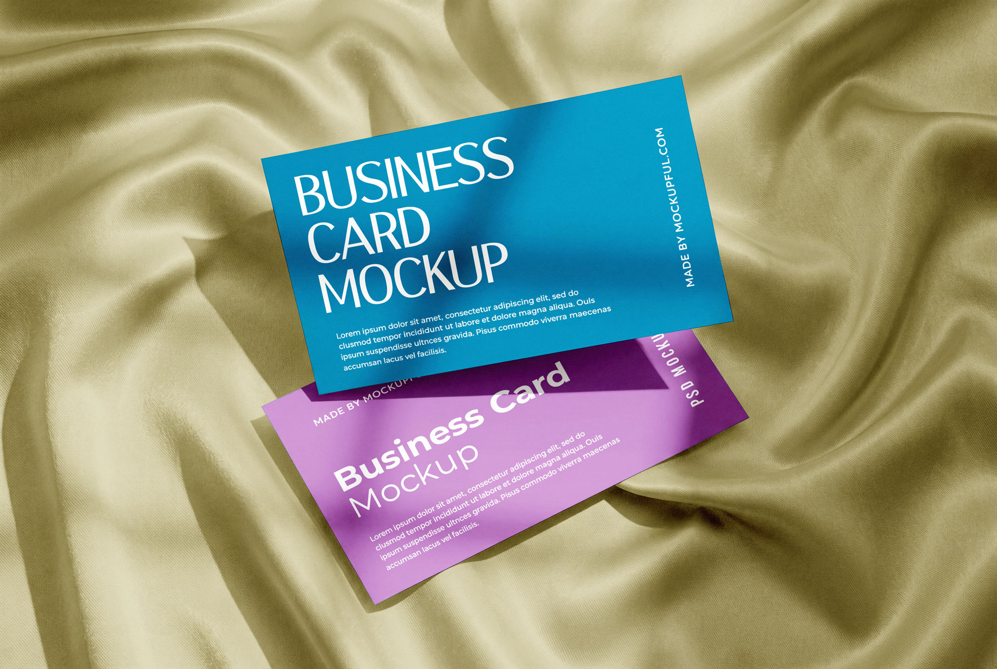 Free Business Card on Fabric Mockup