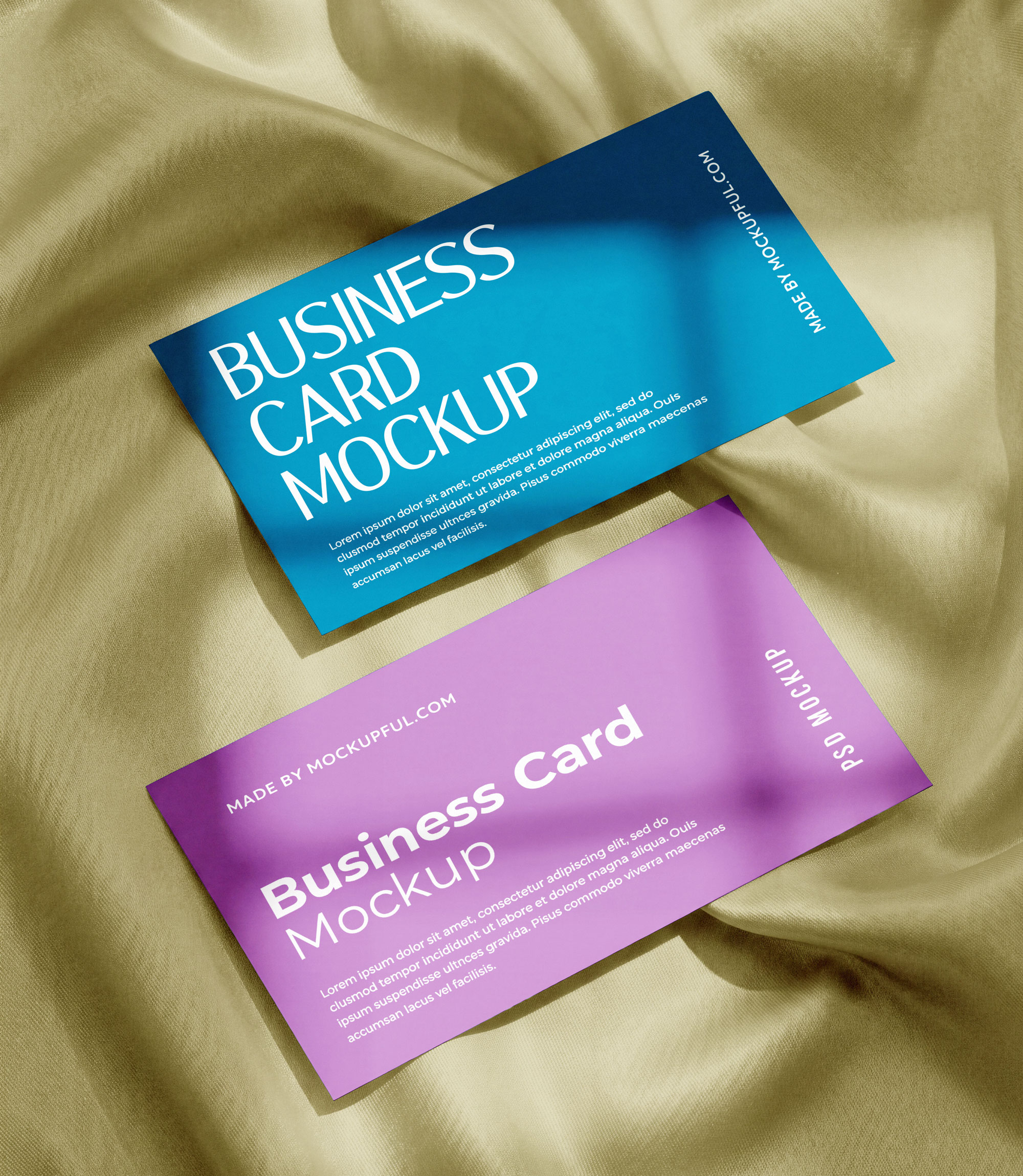 Free Business Card on Fabric Mockup