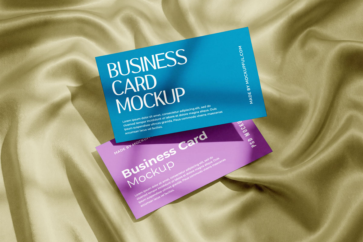 Free Business Card on Fabric Mockup