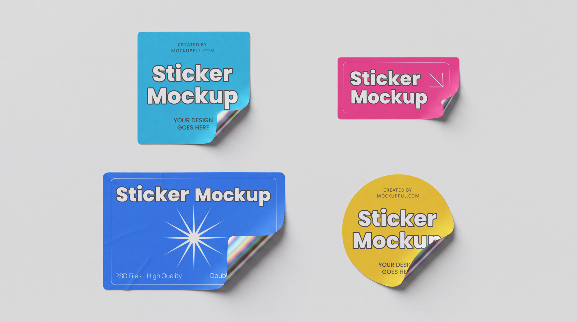 Free Glued Sticker Mockups