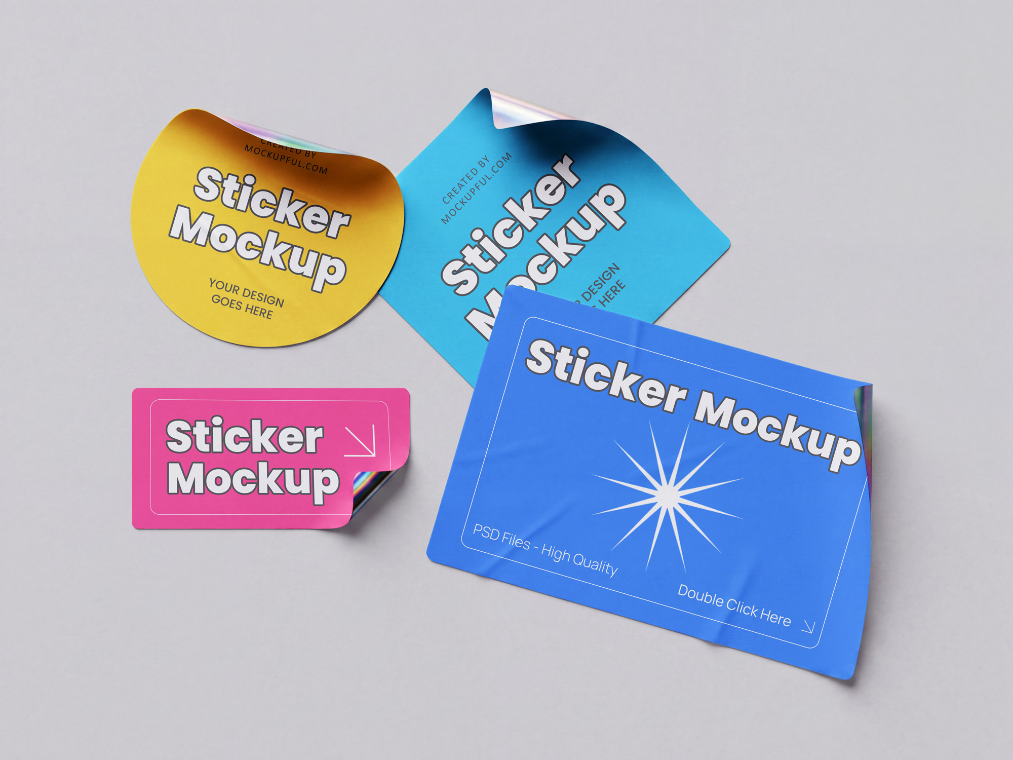 Free Glued Sticker Mockups