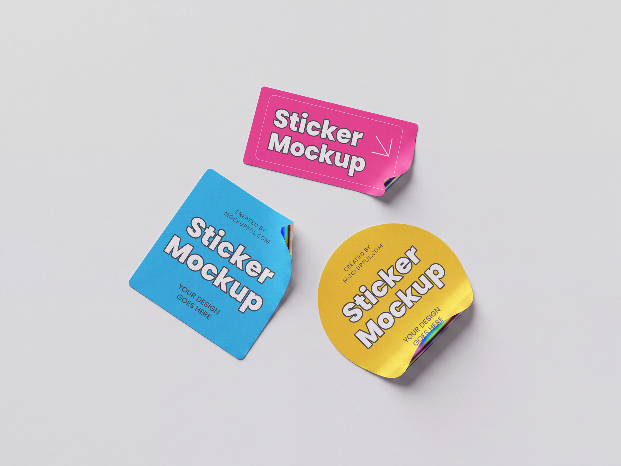 Free Glued Sticker Mockups