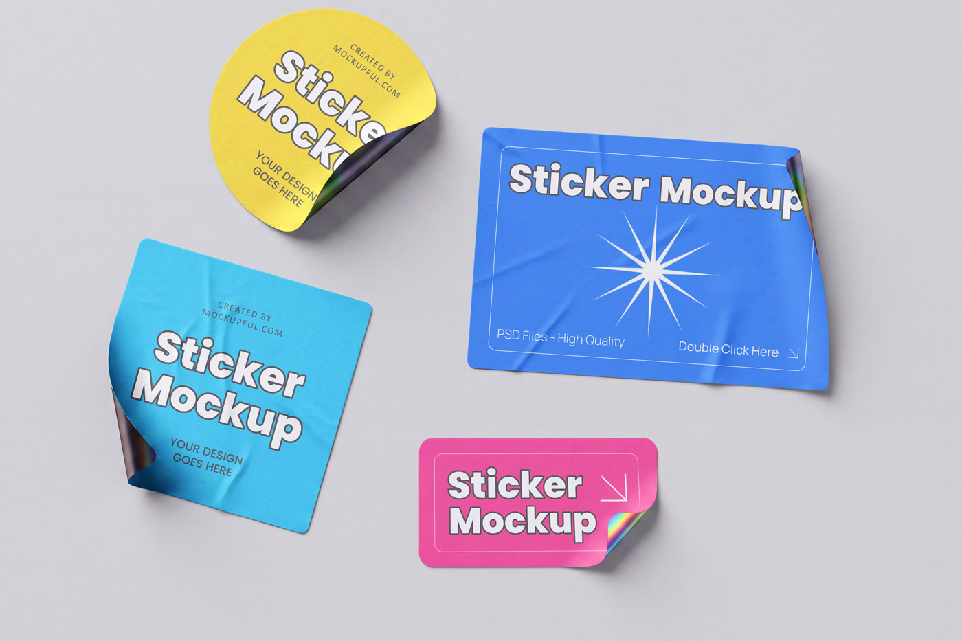 Free Glued Sticker Mockups