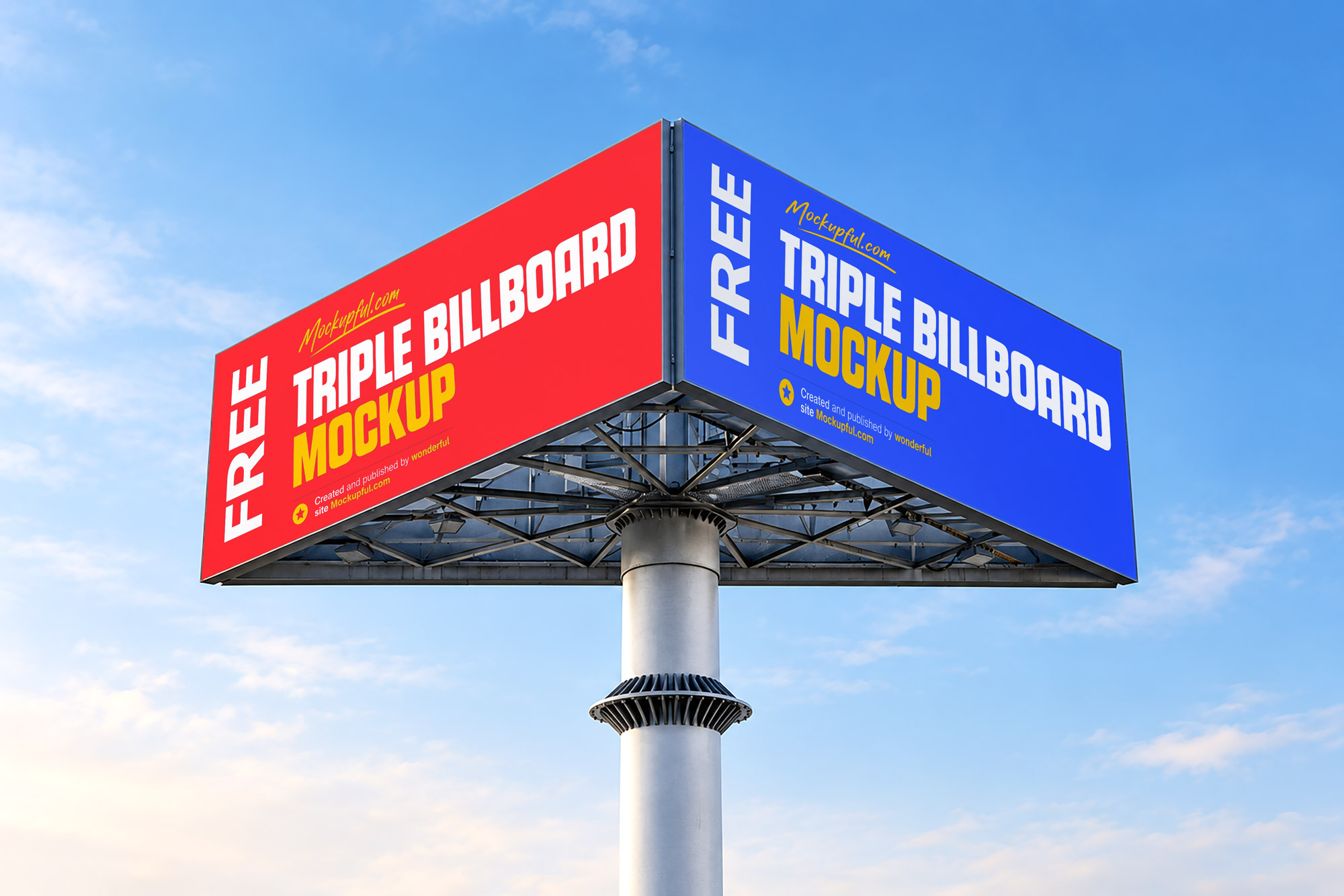 Free Triangular Billboard Mockup