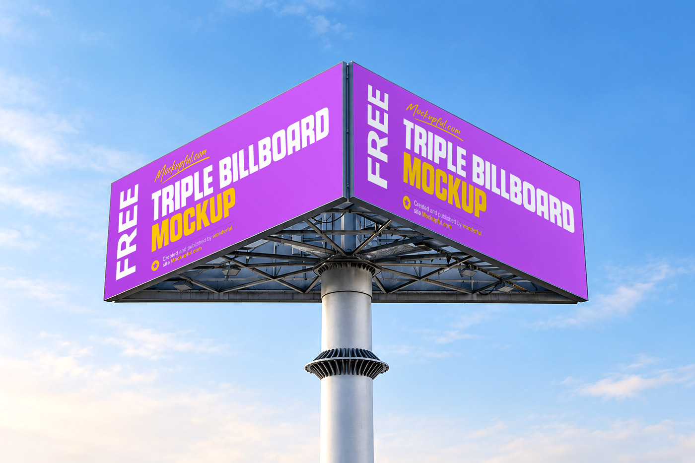 Free Triangular Billboard Mockup