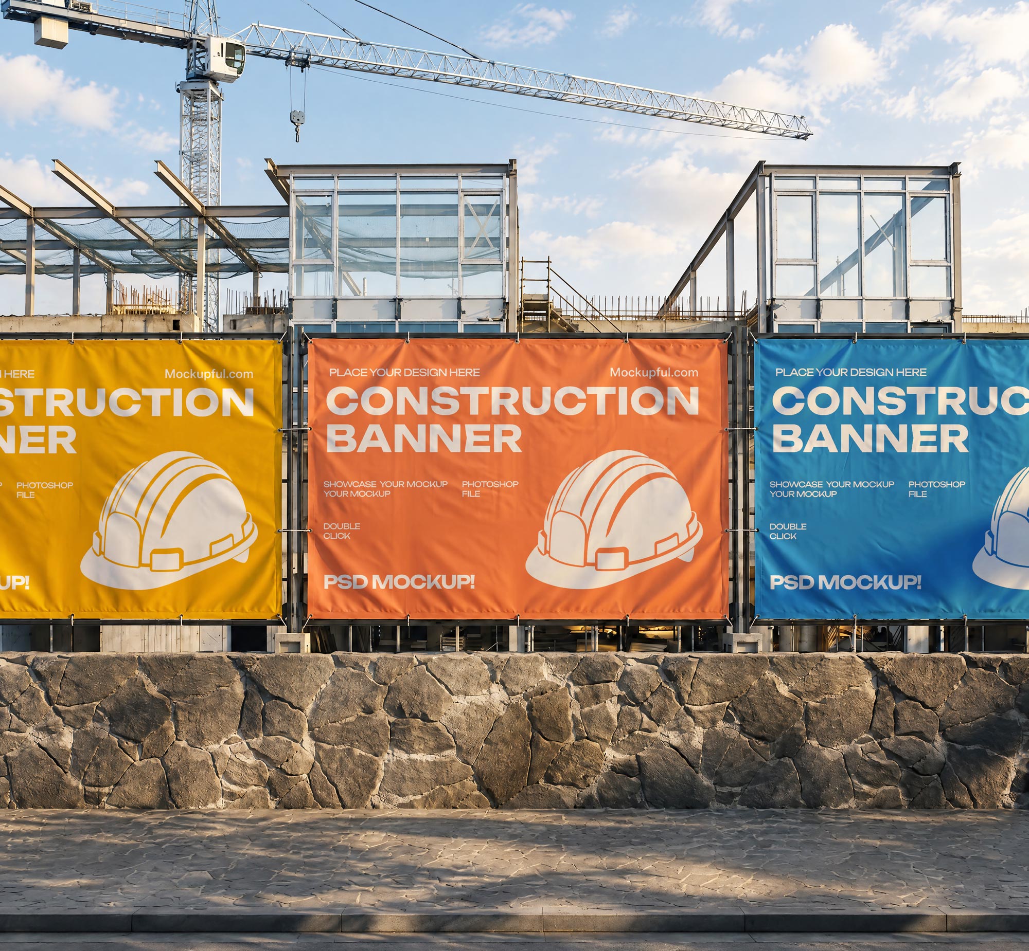 Free Construction Banner Mockup